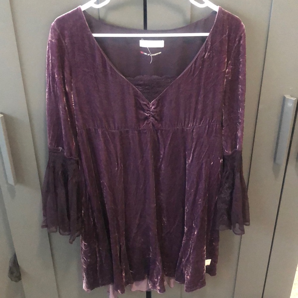 Purple Floral Velvet and Lace Dress